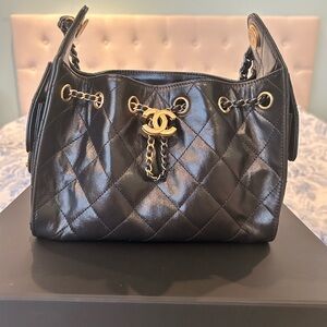Chanel 25 Mini in Crumpled Black Calfskin